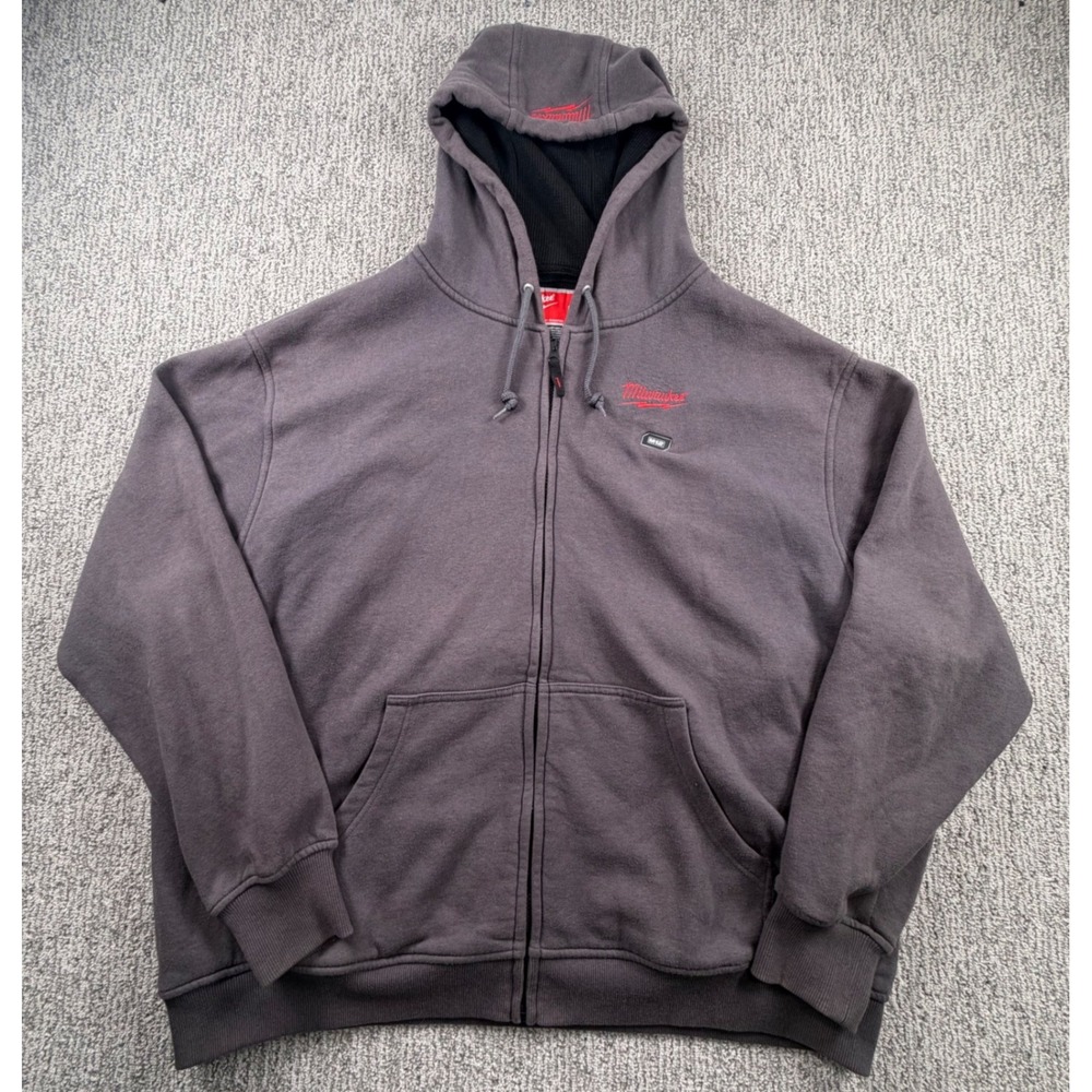 Milwaukee Heated Gear Hoodie Mens 2X Gray M12 Full Zip Thermal Lined Workwear‎